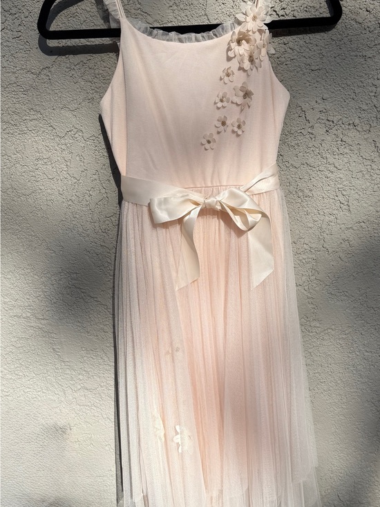 Zunie Other - Zunie Cream-Pink Floral Tulle Dress with Satin Bow